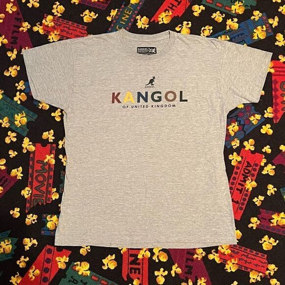 KANGOL Of United Kingdom Classic Logo Grey Graphic Tee Shirt / Size L - Picture 1 of 4
